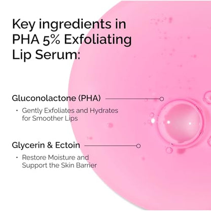 The Ordinary PHA 5% Exfoliating Lip Serum, Hydrating Overnight Lip Exfoliator Treatment, 0.5 Fl Oz The Ordinary