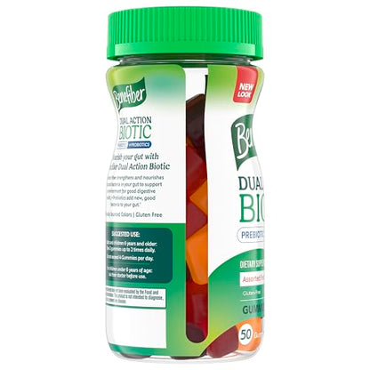 Benefiber Prebiotic  Friendly Fiber Supplement Gummies with Probiotics for Digestive Health, Assorted Fruit Flavors - 50 Count Benefiber