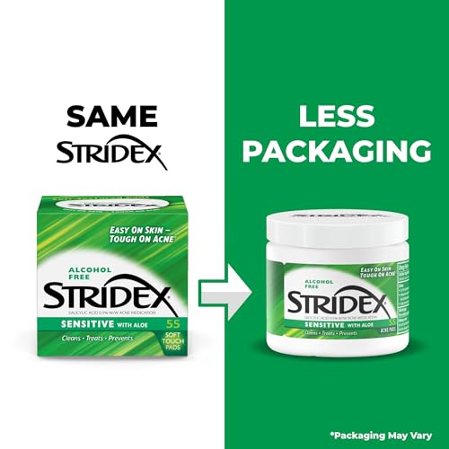 Stridex Acne Pads Sensitive With Aloe 55 Count Alcohol-Free Stridex