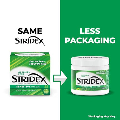 Stridex Acne Pads Sensitive With Aloe 55 Count Alcohol-Free Stridex