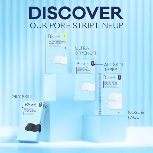 Biore Charcoal, Deep Cleansing Pore Strips, Nose Strips for Blackhead Removal on Oily Skin Bioré