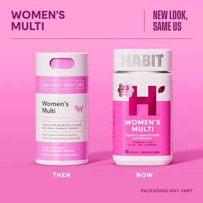 Habit Womens Multi Supplement (60 Capsules) - New Look, Supports General Health & Wellness, 23 Essential Vitamins and Minerals, Fruit extracts H' Habit