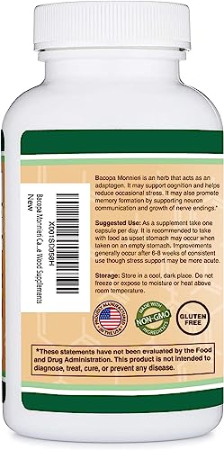 Bacopa Monnieri Capsules 20% Bacosides 450mg, 90 Count (Manufactured in USA Double Wood Supplements buy australia supplements
