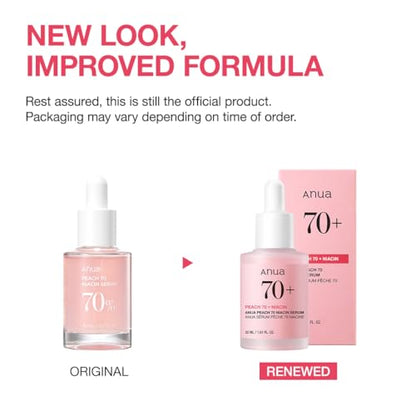 Anua Peach 70 Niacinamide Serum, Daily Glow Serum For Face, Skin Tone & Dullness Care with Vitamin B12, Lightweight ANUA
