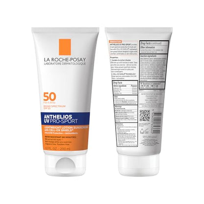 La Roche-Posay Anthelios UV Pro-Sport SPF 50 Sunscreen for Face & Body, Water & Sweat Resistant with Non-Drip Formula, Invisible Broad Spectrum Sunscreen Lotion La Roche-Posay