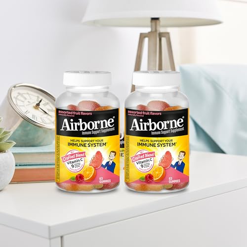 Airborne 750mg Vitamin C Gummies for Adults, Immune Support Gummies with Powerful Antioxidants VIT C & E, Caffeine Free Airborne
