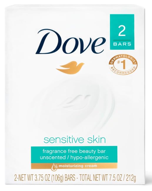 Dove Beauty Bar Soap Sensitive, 24 Bars for Sensitive Skin, 3.75 oz Dove