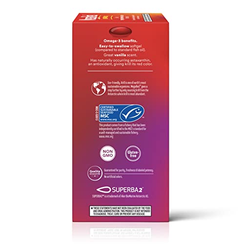 MegaRed Antarctic Krill Oil 500mg Omega 3 Fatty Acid Supplement, Extra Strength EPA & DHA Krill Oil Softgels (90cnt Box), Astaxanthin MegaRed