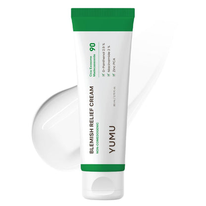 YUMU Cica Exosome Zinc Blemish Relief Cream, Face Moisturizer for Sensitive, Acne-Prone Skin, Lightweight, Breakouts, Barrier Repair, Hydration, Soothing, Oil-Free, Korean Skincare (80 ml/2.70 fl.oz.) YUMU