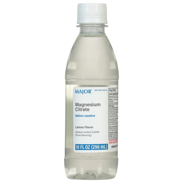 Major Magnesium Citrate Saline Laxative - Helps Relieve Occasional Constipation (Irregularity) - Lemon Flavor - 10 Fl. Oz. (1 Pack) MAJOR