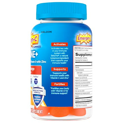 Emergen-C Immune+ Triple Action Immune Support Gummies, BetaVia (R), 1000mg Vitamin C, B Vitamins, Vitamin D and Antioxidants Emergen-C