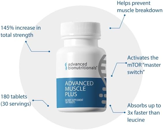 Advanced Bionutritionals Advanced Muscle Plus – Muscle Supplement with Peptide DL185™ (Dileucine) & MyHMB® – Workout Recovery, Amino Acids & HMB Tablets for Men & Women – 30 Servings