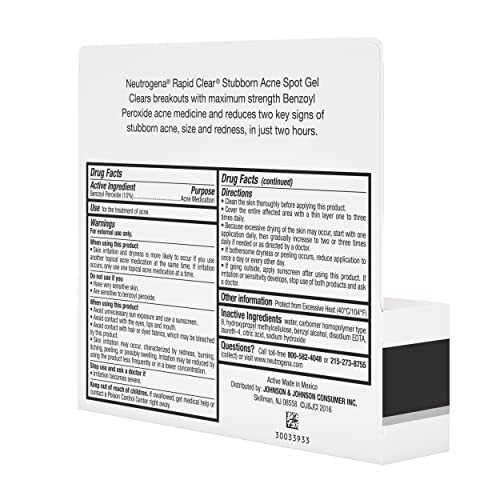 Neutrogena Rapid Clear Stubborn Acne Spot Treatment Gel, Maximum Strength 10% Benzoyl Per-oxide Neutrogena