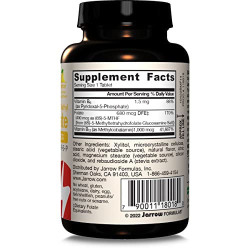 Jarrow Formulas Methyl B-12 & Methyl Folate, Bioactive Vitamin B9 & Vitamin B12 Supplement, Supports Cellular Energy Production, Healthy Brain Function & Metabolism Jarrow Formulas