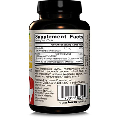 Jarrow Formulas Methyl B-12 & Methyl Folate, Bioactive Vitamin B9 & Vitamin B12 Supplement, Supports Cellular Energy Production, Healthy Brain Function & Metabolism Jarrow Formulas