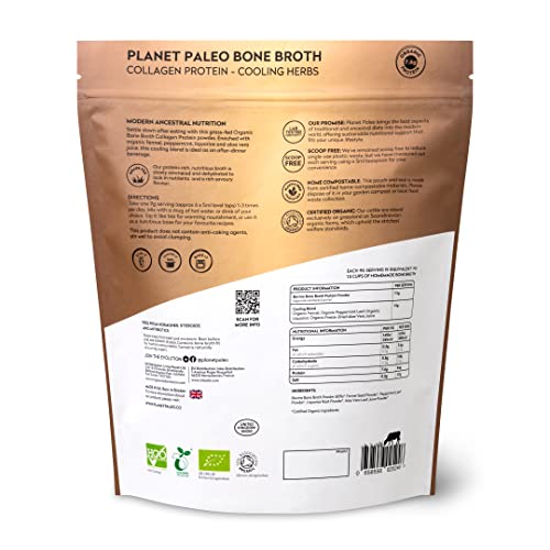 Planet Paleo Organic Bone Broth - Cooling Herbs (450g, 50 Servings) Organic, Grass Fed, High Protein Planet Paleo buy australia supplements