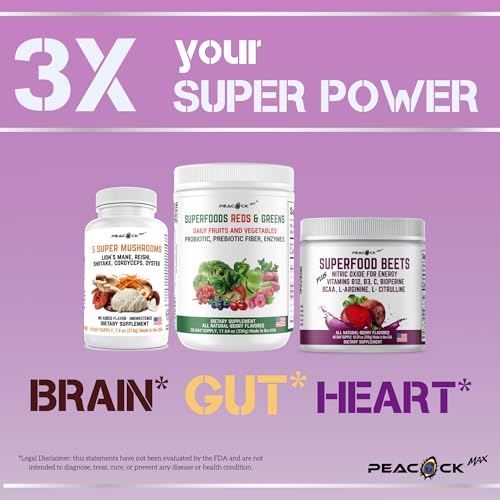 Peacock Max Superfoods Blend Immunity Support Vegan Gluten Free (Beets Nitric Oxide B12 Powder) Peacock Max buy australia supplements