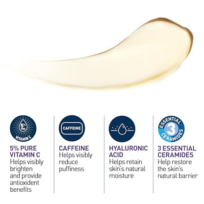 CeraVe Skin Renewing Vitamin C Eye Cream, Vitamin C, Hyaluronic Acid, Ceramides & Caffeine, Under Eye Cream For Dark Circles and Puffiness CeraVe