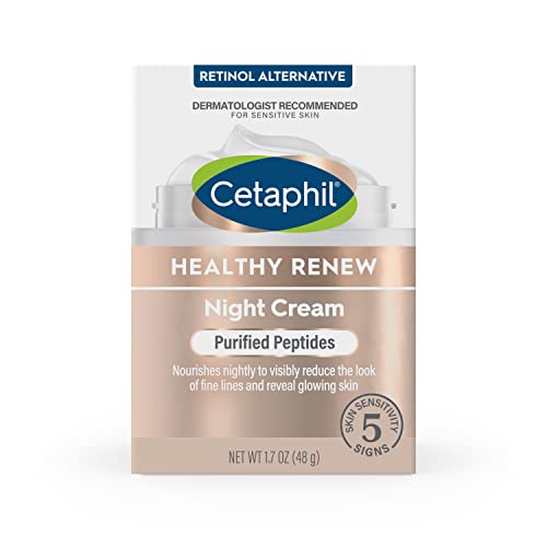 Cetaphil Healthy Renew Skin Tightening Night Cream 1.7 Oz, Wrinkle Repair Cream for Face with Peptides Cetaphil