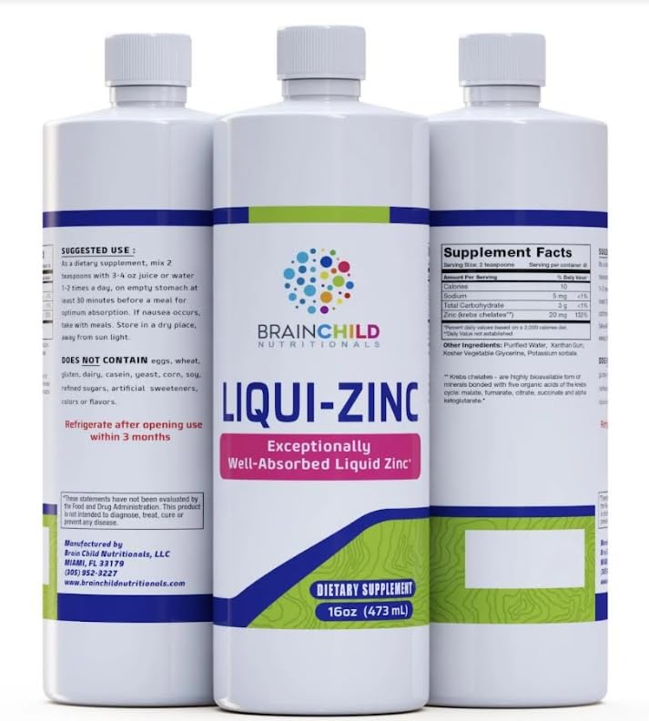 BrainChild Nutritionals LiquiZinc Liquid Formula (Unflavored 16oz) BrainChild Nutritionals buy australia supplements