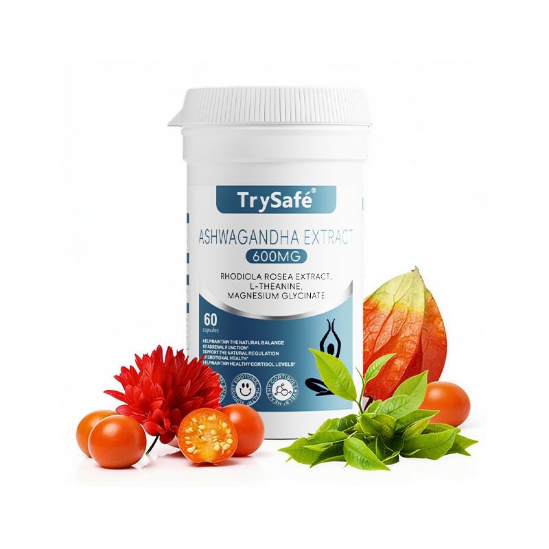TrySafe 1100MG Cortisol Supplements for Women and Man with 600MG Ashwagandha, 200MG Rhodiola Rosea, 200MG L-Theanine, 100MG Magnesium Glycinate | for Healthy Stress Response*, Mood* TrySafe buy australia supplements