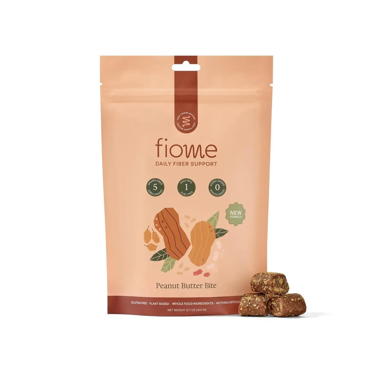 Fiome Fiber Bites - 5g Daily Fiber Supplement - Supports Regularity, Digestion and Gut Health - All Natural Ingredients, 30 Servings, Peanut Butter Flavor Fiome