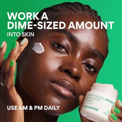innisfree Green Tea Seed Hyaluronic Acid Cream, Korean Face Moisturizer with Ceramide & Skin Barrier Complex, Fragrance-Free & Non-Comedogenic innisfree
