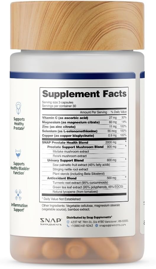 Snap Supplements Prostate Health Supplement with Saw Palmetto for Men, DHT Blocker - Helps Support Male Urinary Tract and Prostate for Mens Health Snap Supplements
