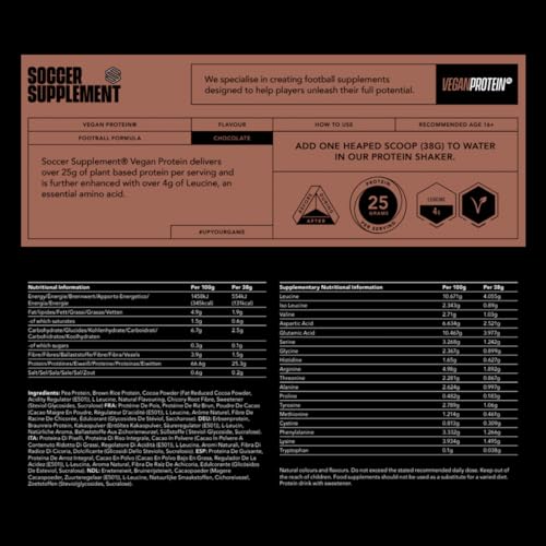 Soccer Supplement Vegan Protein Powder - 25g's of Protein per Serving, Chocolate Flavour SOCCER SUPPLEMENT buy australia supplements