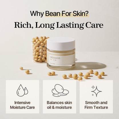 mixsoon Bean Cream-Deep Moisturizer Face Cream, Hydrating and Smoothing for Face, Fermented Soybean Extract mixsoon