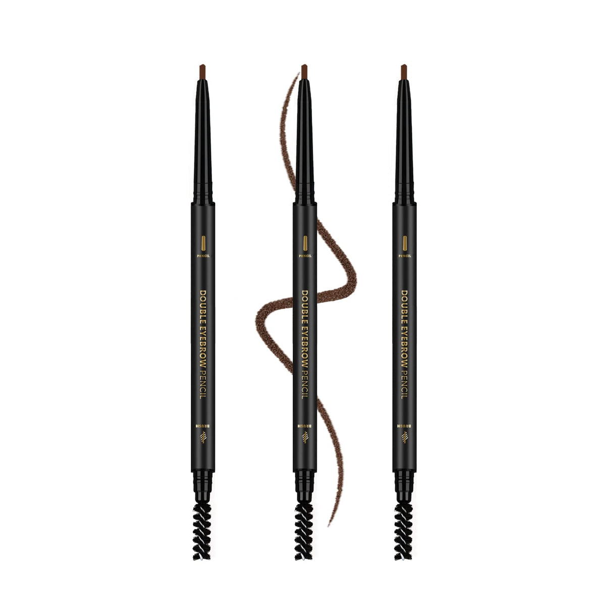 3Pcs Waterproof Eyebrow Pencil Dark Brown, Premium Eye Brow Pencil Brn with Spoolie Brush, Longwearing for Perfect Brows, Professional, Precision, Defines, Double-ended Eyebrow Pen for Women, O'CHEAL O'CHEAL