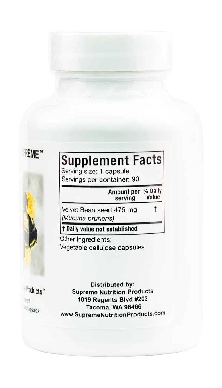 Supreme Nutrition Mucuna Supreme, 90 Pure Cowhage Vegetarian Capsules Supreme Nutrition Products