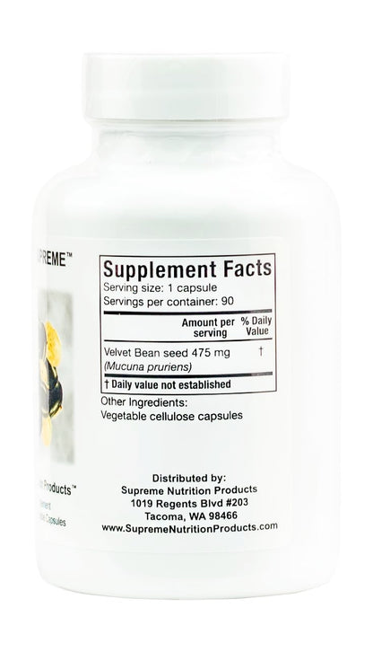 Supreme Nutrition Mucuna Supreme, 90 Pure Cowhage Vegetarian Capsules Supreme Nutrition Products