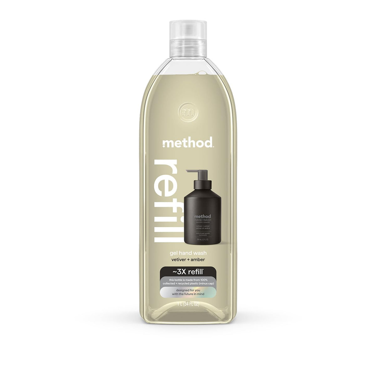 method Gel Hand Soap Refill, Vetiver + Amber, 34 fl oz Method