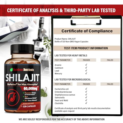 Pure Himalayan Shilajit Capsules Supplement (60,000mg+ Absorption Enhancer+50% Rainbow Nutrients, LLC buy australia supplements