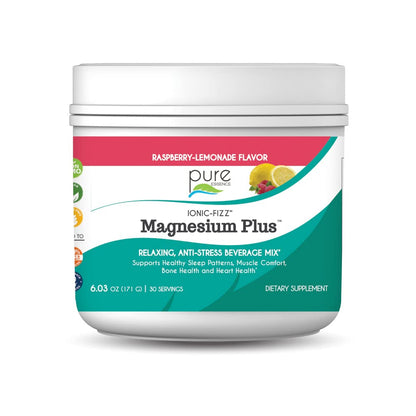 Pure Essence Labs Ionic Fizz Magnesium Plus, Anti-Stress Supplement Drink Powder, Gluten Free and Non-GMO Magnesium Powder PURE ESSENCE LABS