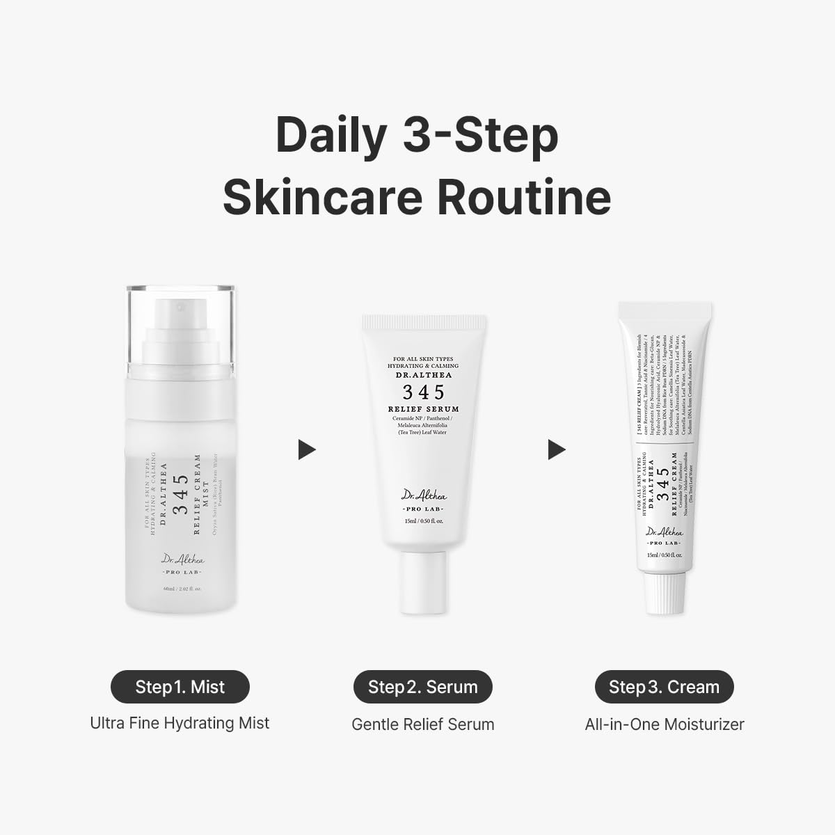 Dr.Althea 345 Travel Kit (Set of 3), Korean Vegan Skin Care Set Dr.Althea