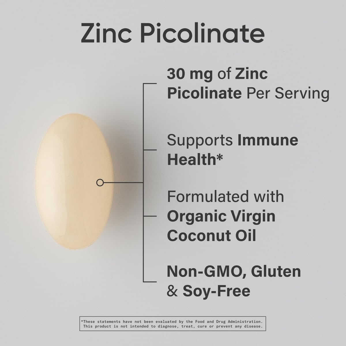 Sports Research High Potency Zinc Picolinate 30mg with Organic Coconut Oil | Highly Absorbable Zinc Supplement for Healthy Immune & Enzyme Function Sports Research