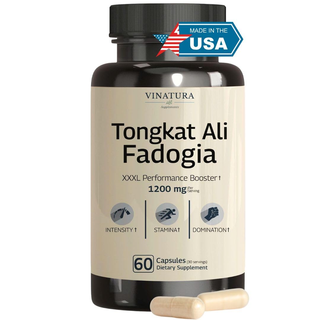 Tongkat Ali Fadogia Agrestis - 1200mg, Enhanced with Nitric Oxide Booster Supplement, Longjack Tongkat Ali for Men, VINATURA buy australia supplements
