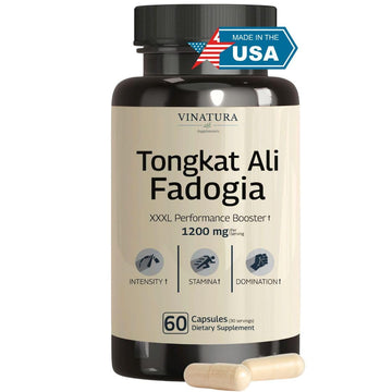 Tongkat Ali Fadogia Agrestis - 1200mg, Enhanced with Nitric Oxide Booster Supplement, Longjack Tongkat Ali for Men, VINATURA buy australia supplements