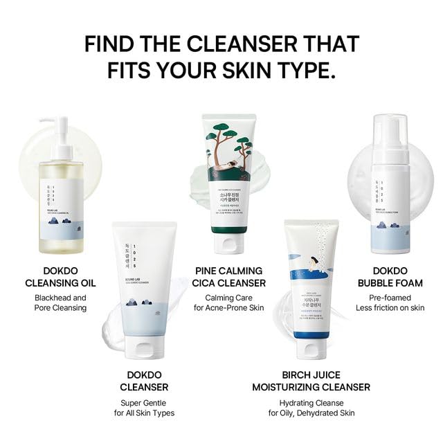 ROUND LAB 1025 Dokdo Cleanser 5.07 Fl Oz, Low pH Facial Cleanser for Sensitive Skin, Rich Soft Bubbles for Deep Cleansing and Makeup Removal ROUND LAB