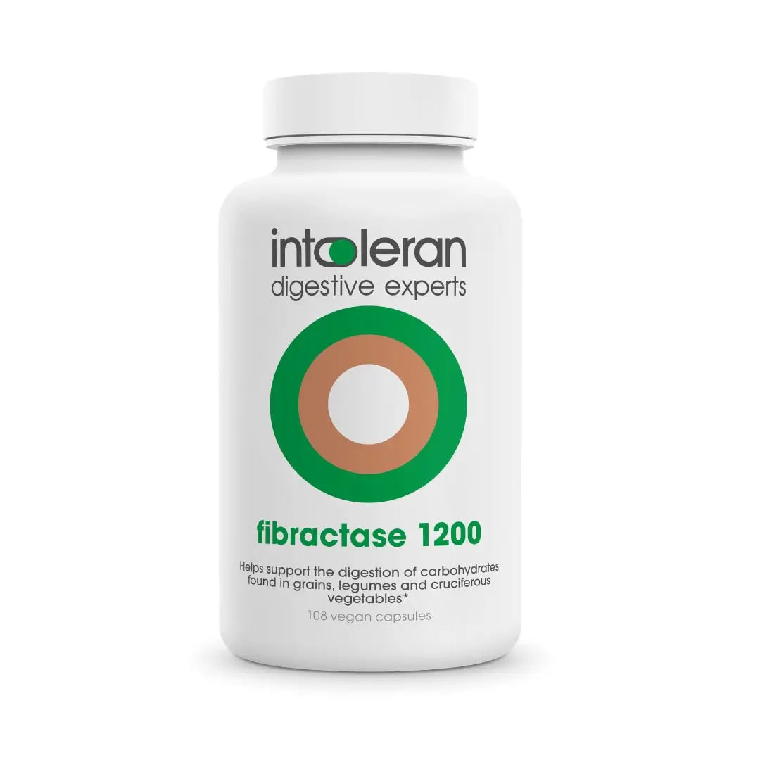 Intoleran Fibractase 1200 Digestive Enzymes - 108 Capsules | Supplement for Fructans & Galactans Intolerance | Helps Digest Carbohydrates; Grains, Legumes Intoleran