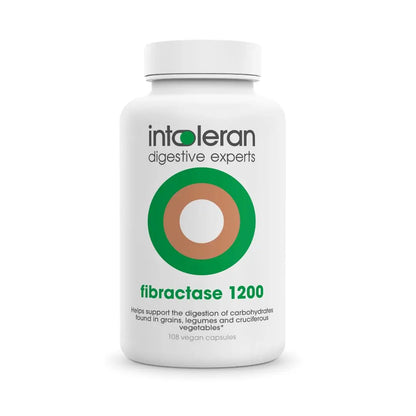 Intoleran Fibractase 1200 Digestive Enzymes - 108 Capsules | Supplement for Fructans & Galactans Intolerance | Helps Digest Carbohydrates; Grains, Legumes Intoleran