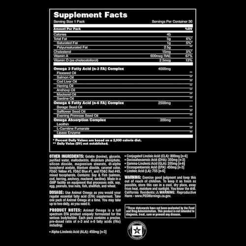 Animal Omega – Omega 3 & 6 Supplement – Fish Oil, Flaxseed Oil, Salmon Oil, Cod Liver Animal buy australia supplements