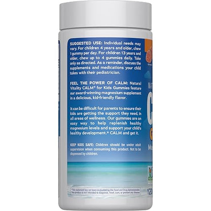 Natural Vitality Calm, Magnesium Citrate Kids Supplement, Stress Relief Gummies, Supports a Healthy Response to Stress Natural Vitality