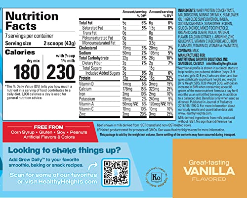 Grow Daily 3+ Shake Mix 7-serving Canister by Healthy Heights - Protein Powder (Vanilla) Healthy Height buy australia supplements