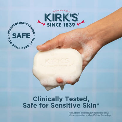 Kirk's Castile Bar Soap, Original Fresh Scent - Clinically Tested, Safe for Sensitive Skin with Coconut Oil, Vegan and Non-GMO - 4 oz Bars, 6 Pack and Fragrance Free Travel Bar Kirk's