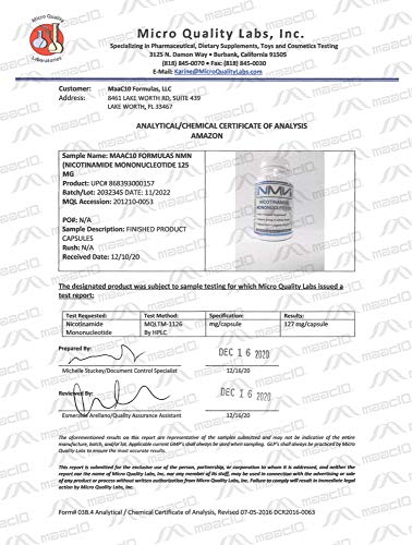 MAAC10 NMN Supplement Real Nicotinamide Mononucleotide (NMN 125mg Capsules). The Most Powerful NAD+ Precursor More Stable Than Riboside. We use 99% Pure Pharmaceutical Grade Stabilized NMN (30 Count) MAAC10 buy australia supplements