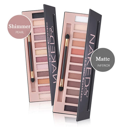 BOLOPER 2 Pack 12 Colors Makeup Nude Colors Eyeshadow Palette Natural Nude Matte Shimmer Glitter Pigment Eye Shadow Pallete Set Waterproof Smokey Professional Beauty Makeup Kit (2 PCS) BOLOPER