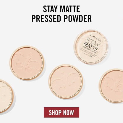 Rimmel London Stay Matte - 001 Transparent - Pressed Powder, Lightweight, High Coverage, Shine Control, 0.49oz Rimmel